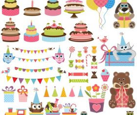 Birthday elements design vector set 01