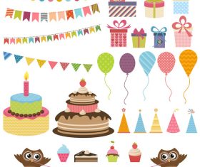 Birthday elements design vector set 02