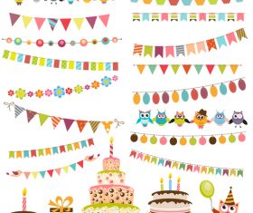 Birthday elements design vector set 03