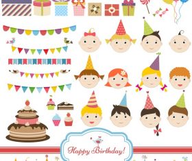 Birthday elements design vector set 04