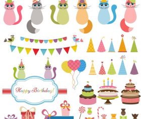 Birthday elements design vector set 05
