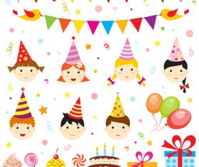 Birthday elements design vector set 06