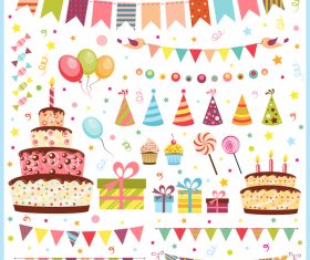 Birthday elements design vector set 07