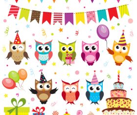 Birthday elements design vector set 08