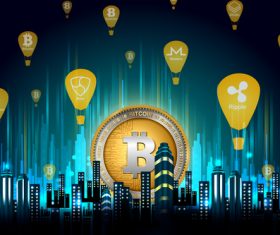 Bitcoin business infographic vector template 02