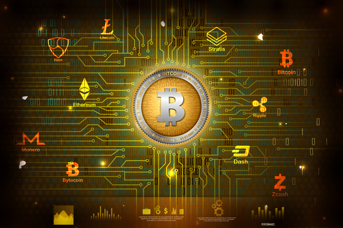 Bitcoin business infographic vector template 03