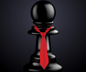 Black chess with red ribbon vector 01
