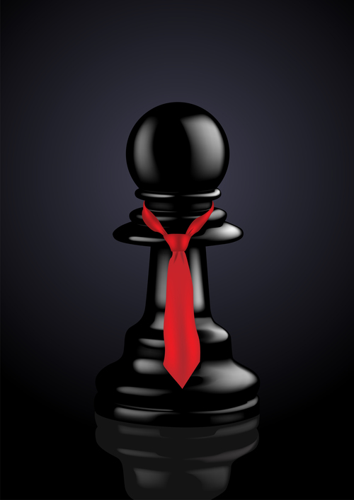 Black chess with red ribbon vector 01