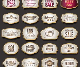 Blank golden frames and labels vector collection