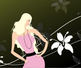 Blonde woman and flower background vector