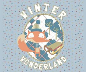 Blue cartoon fox vector