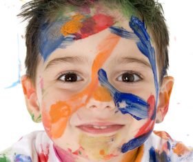 Boy from tip to toe paint with an oil Stock Photo 06