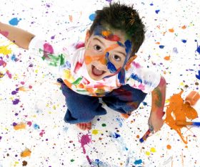 Boy from tip to toe paint with an oil Stock Photo 07