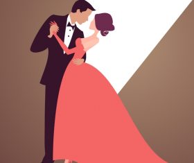 Bride and groom with wedding invitation card vector 06