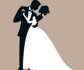 Bride and groom with wedding invitation card vector 07