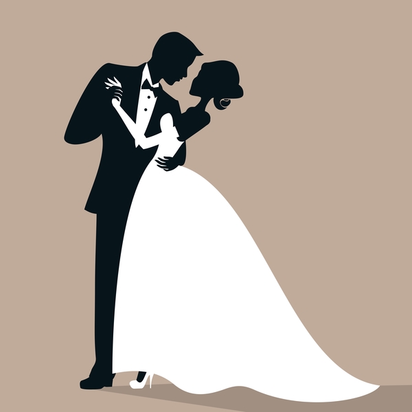 Bride and groom with wedding invitation card vector 07