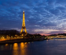 Bright Eiffel Tower at night Stock Photo 01