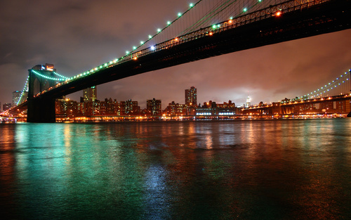 Bright cross-sea bridge at night Stock Photo 02