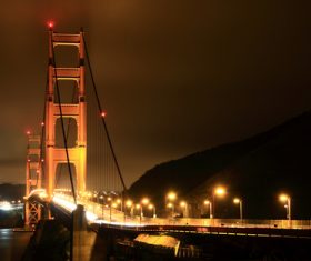 Bright cross-sea bridge at night Stock Photo 04