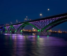 Bright cross-sea bridge at night Stock Photo 05