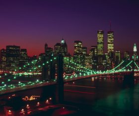 Bright cross-sea bridge at night Stock Photo 07