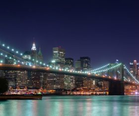 Bright cross-sea bridge at night Stock Photo 10
