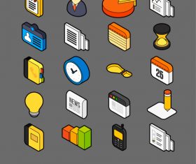 Business - isometric outline color icons