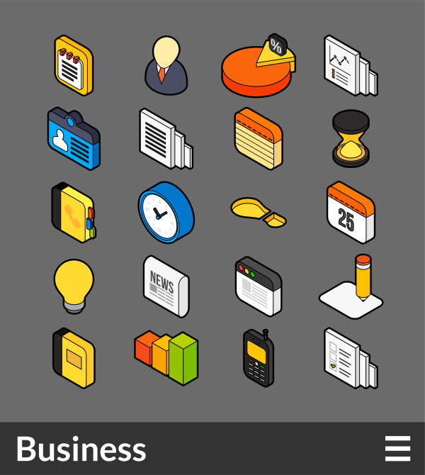 Business - isometric outline color icons