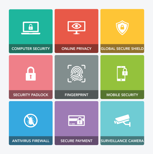 cyber security icon set