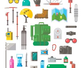 Camping equipment design elements vector set 03