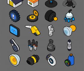 Car Parts and Services - Isometric outline color icons