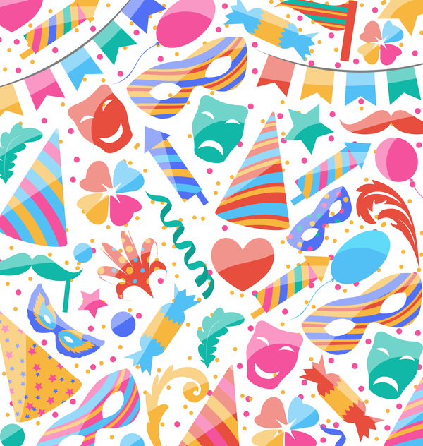 Carnival elements pattern seamless vector 02