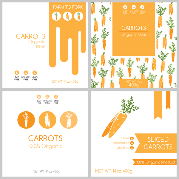 Carrots package box template vector