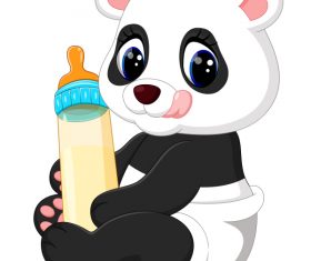 Cartoon animal with a bottle of milk vector image 01