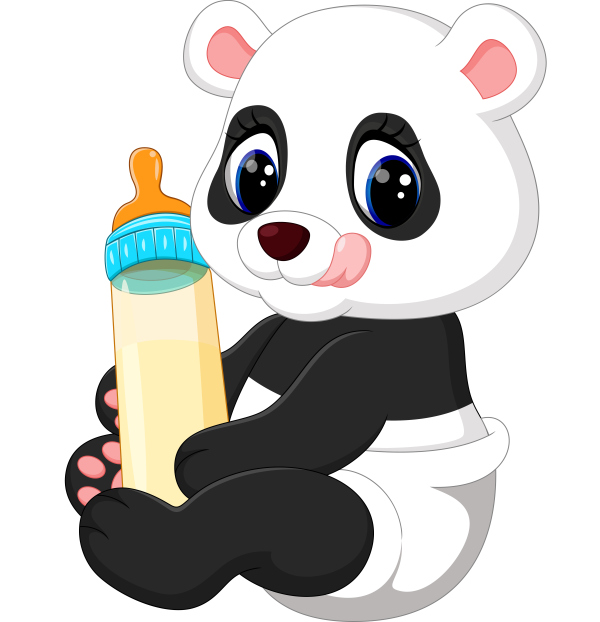 Cartoon animal with a bottle of milk vector image 01
