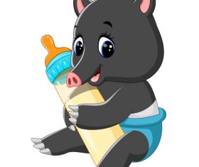 Cartoon animal with a bottle of milk vector image 02