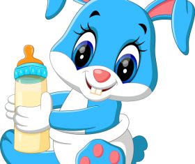 Cartoon animal with a bottle of milk vector image 03