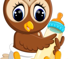 Cartoon animal with a bottle of milk vector image 05
