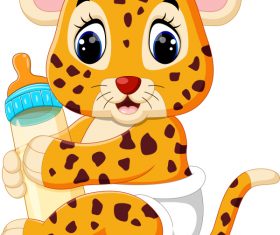 Cartoon animal with a bottle of milk vector image 06