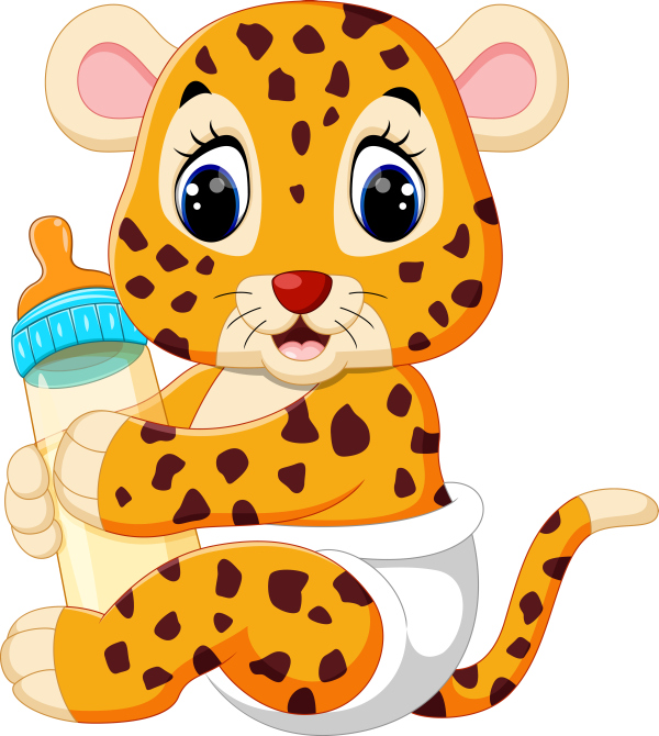Cartoon animal with a bottle of milk vector image 06