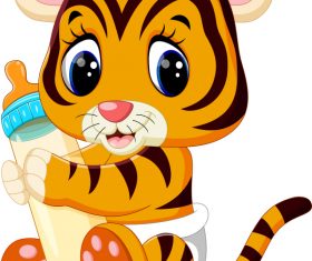 Cartoon animal with a bottle of milk vector image 07