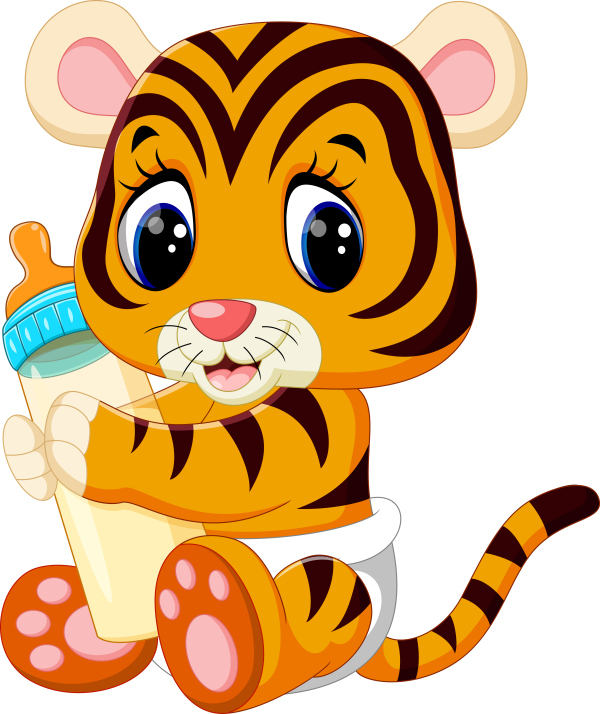 Cartoon animal with a bottle of milk vector image 07