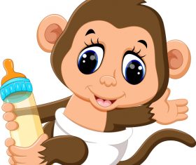Cartoon animal with a bottle of milk vector image 08