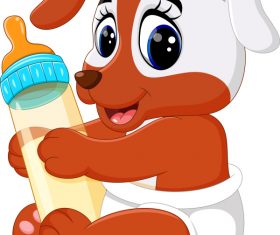 Cartoon animal with a bottle of milk vector image 09
