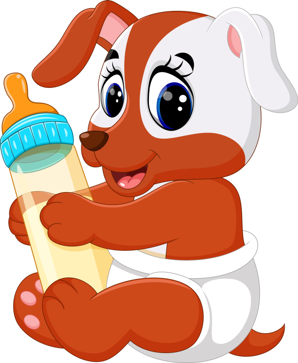 Cartoon animal with a bottle of milk vector image 09
