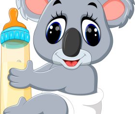 Cartoon animal with a bottle of milk vector image 10