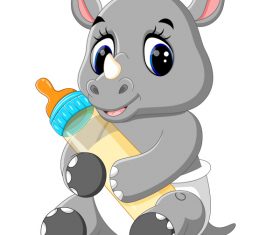 Cartoon animal with a bottle of milk vector image 12