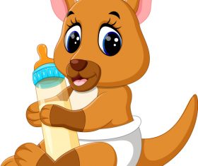 Cartoon animal with a bottle of milk vector image 13
