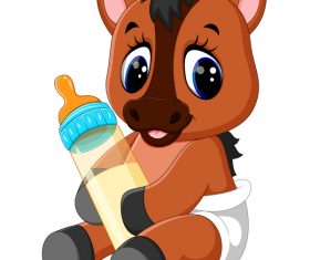 Cartoon animal with a bottle of milk vector image 14