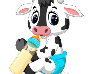 Cartoon animal with a bottle of milk vector image 15